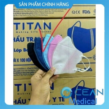 100 cái khẩu Trang 5D Mask Titan màu xanh , màu hồng kháng khuẩn 99% hàng dày đẹp quai chắc