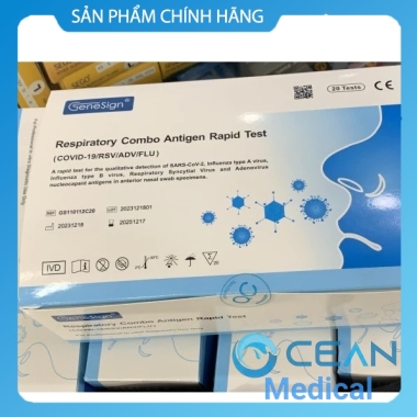 Bộ kit test nhanh 5 trong 1 GeneSign Respiratory Combo Antigen Rapid Test (CO.VID-19/RSV/ADV/FLU)