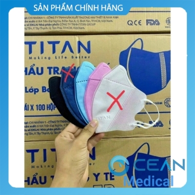 Combo 100 khẩu trang 5D Titan màu xanh 3 lớp kháng khuẩn