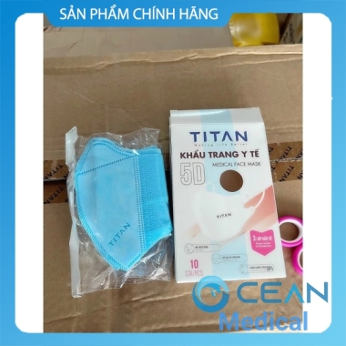 Combo 100 khẩu trang 5D Titan màu xanh 3 lớp kháng khuẩn