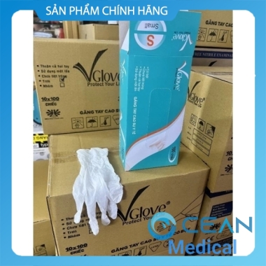 Găng tay latex vglove có bột trắng  - 1 Thùng 10 Hộp 