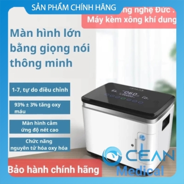 Máy tạo oxy y tế gia đình cho người già tại nhà OZ 7lit tặng kèm túi trữ oxy di động công nghệ Đức