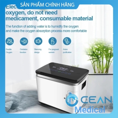 Máy tạo oxy y tế gia đình cho người già tại nhà OZ 7lit tặng kèm túi trữ oxy di động công nghệ Đức